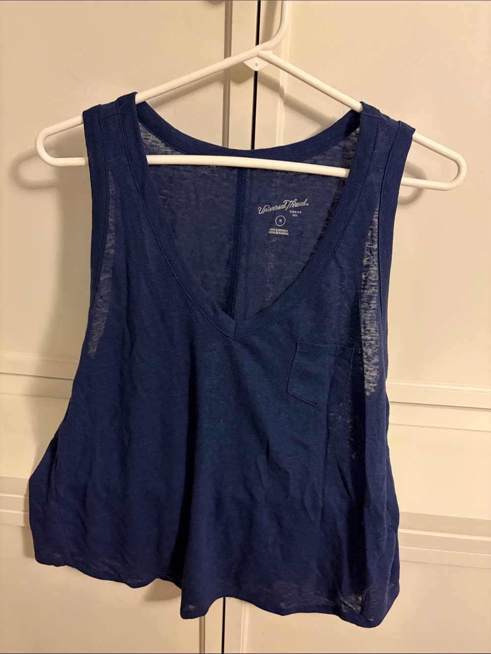 Universal Thread Deep Blue V-Neck Pocket Tank Top